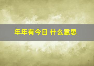 年年有今日 什么意思